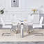 Ensemble de table de salle à manger ronde avec chaises au design unique, avec plateau en pierre frittée et pieds en acier inoxydable pour une salle à manger durable et élégante.-1801000216-1801000217-1801000222