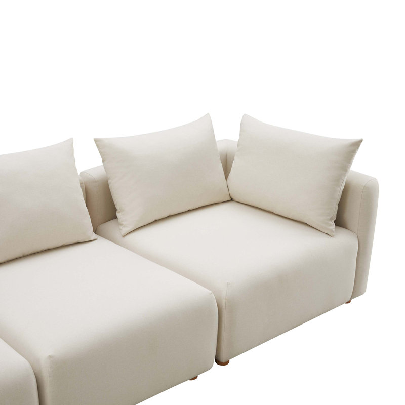 Canapé modulaire 4 pièces Tov Furniture Hangover, Mélange de lin crème, 33.1" H x 112.5" W x 81" D, Tanné