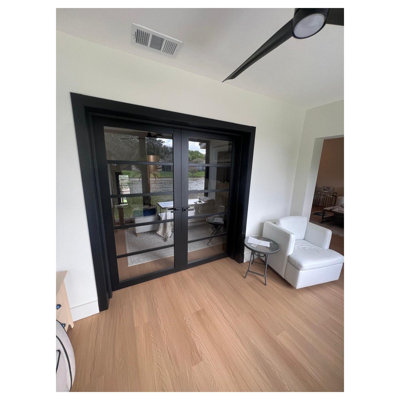 Solid French Double Doors Quadro 4522 Matte Black with Clear Glass Wood Solid Panel Frame Trims Closet Bedroom Sturdy Doors 36 x 80 (2* 18x80)