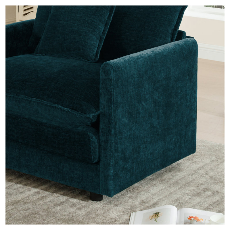 Ensemble de canapé modulaire en chenille bleu 3 pièces, canapé modulaire surdimensionné et confortable