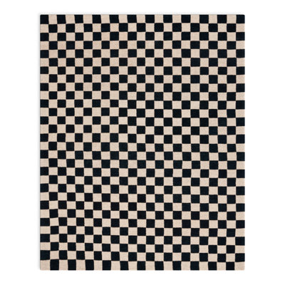 Freesia Black Beige Hand-Tufted Checkered Rug