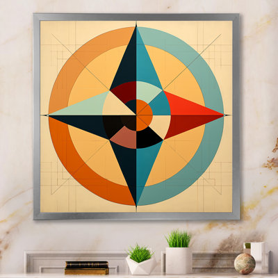 «Midcentury Compass», abstrait géométrique rétro sur toile