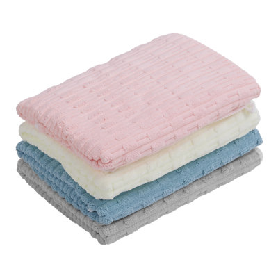 4-Piece Highly Absorbent Coral Fleece Bath Towels