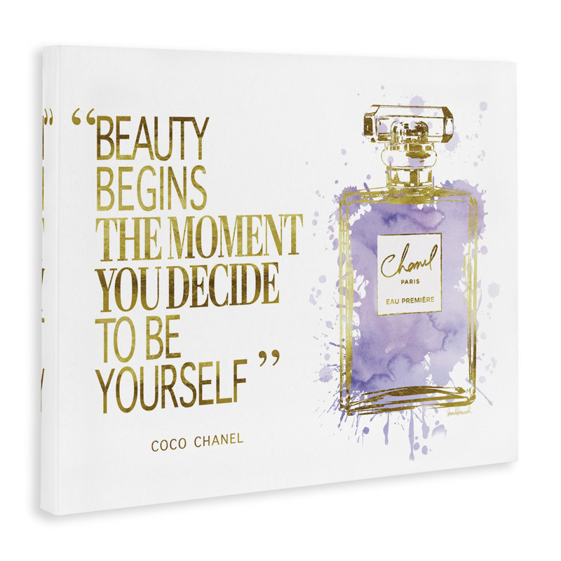 Beauty Begins Designer Quote - bouteille de parfum Glam mauve, H 24 po x l 30 po