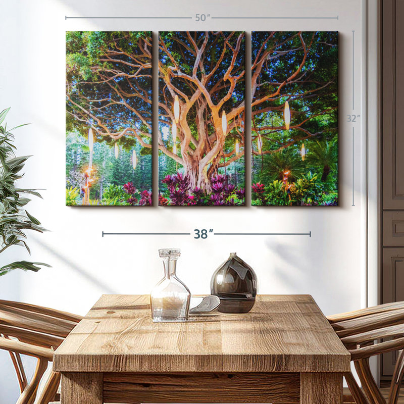 Impression sur toile de banian hawaïen, H 32 po x l 50 po x P 1,25 po