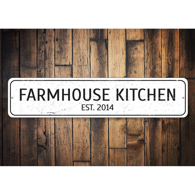 Enseigne en aluminium Farmhouse Kitchen, H 4 po x l 18 po x P 0,04 po