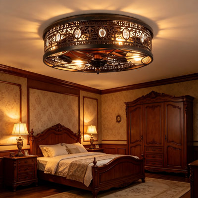 Ventilateur de plafond encastré en cristal Farmhouse