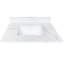 Comptoir de salle de bain en quartz blanc 31 po, lavabo central encastré simple, 4 dosserets hauts, 1 trou de robinet pré-percé, chaleur et teinture, idéal pour la salle de bain supérieure