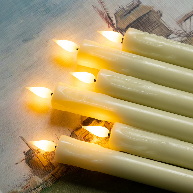 Unscented Flameless Taper Candle, Ivory