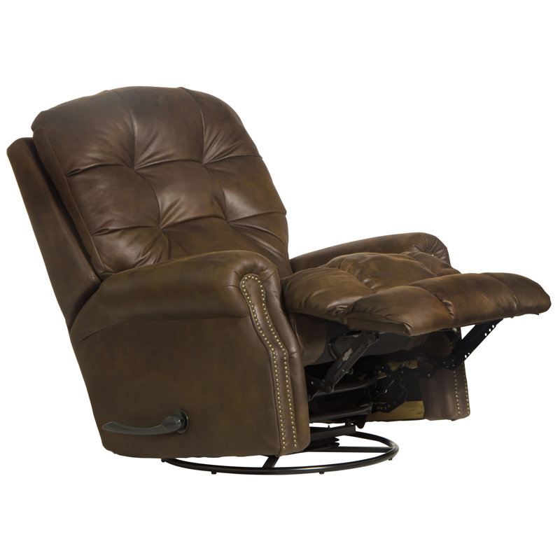 Jasyiah Upholstered Swivel Glider Recliner, Brown 100% Polyester