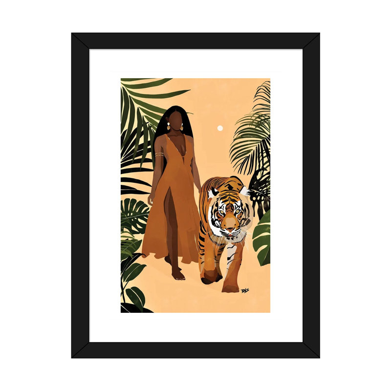 « Aliya » par Bria Nicole-impression d’art graphique, Blanc, H 24 po x l 16 po x P 1 po, Papier encadré noir