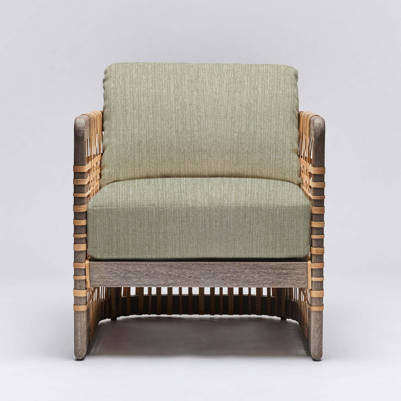 Fauteuil Palms, Cérusé blanc, Mélange de fougère et de lin