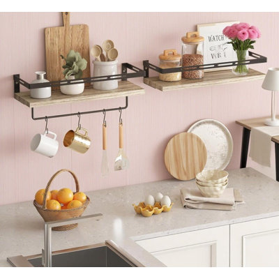 Floating Shelves With Towel Bar, Wall Mounted Bathroom Organizer Over Toilet, Space Saving Storage Shelves For Kitchen, Bedroom, Living Room