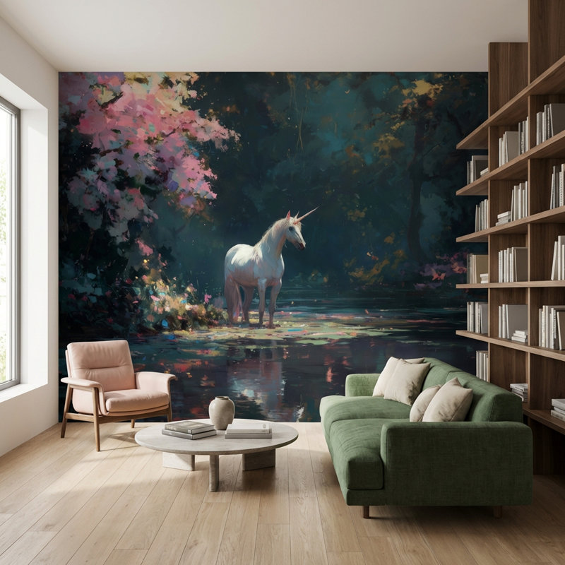 Papier peint licorne mural mystique amovible, Non tissé, 200 po x 120 po