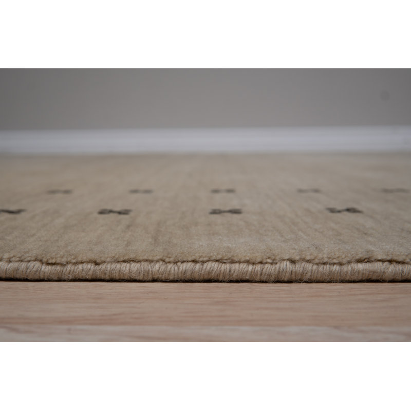 Tapis beige en laine fait à la main Jasmine, Rectangle 2 pi x 8 pi