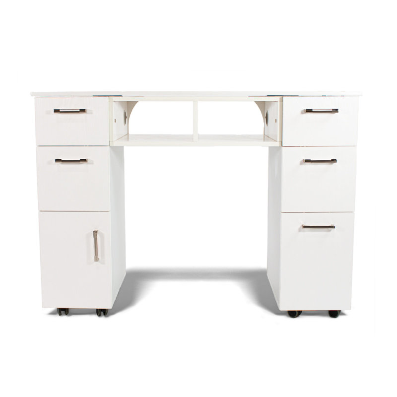Bureau manucure Seneca, Blanc / gris