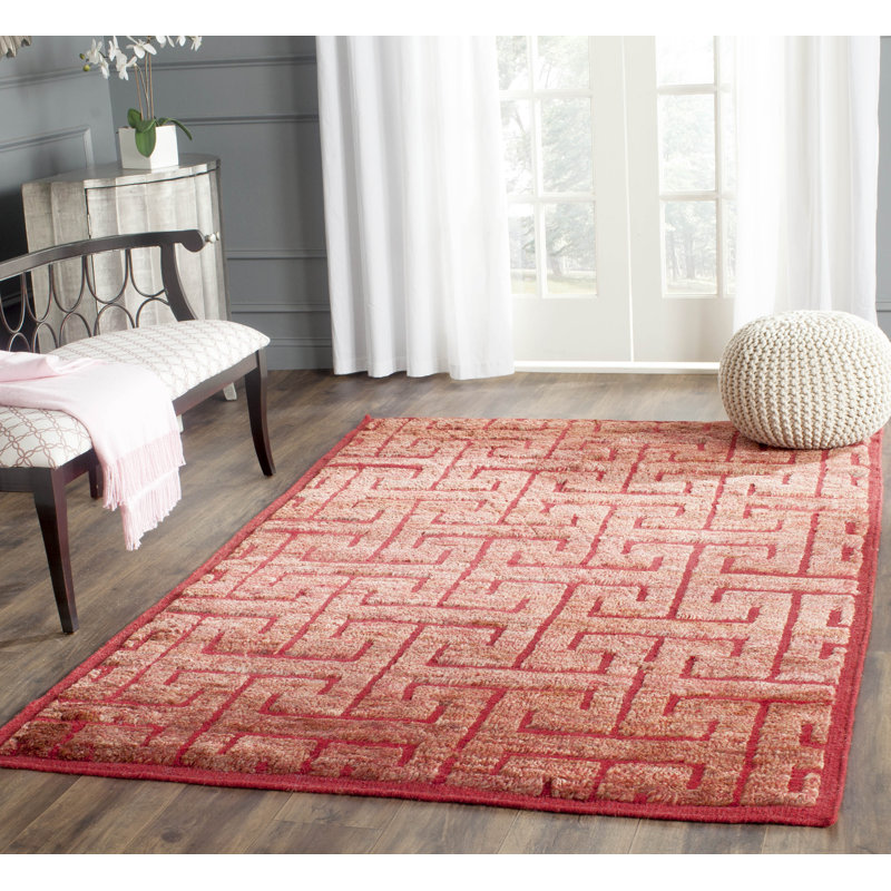 Tapis rouge en laine / chanvre / laine Bruce, Rectangle 8 pi x 10 pi
