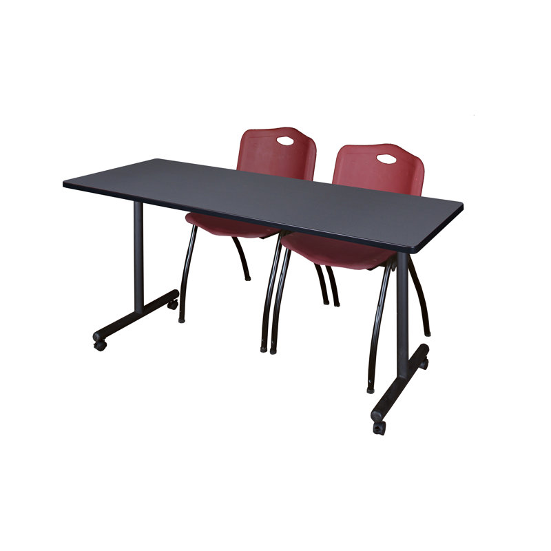 Table de formation mobile Nicklo, chaises empilables 2 M, Gris, H 29 po x L 60 po x l 24 po, Bourgogne