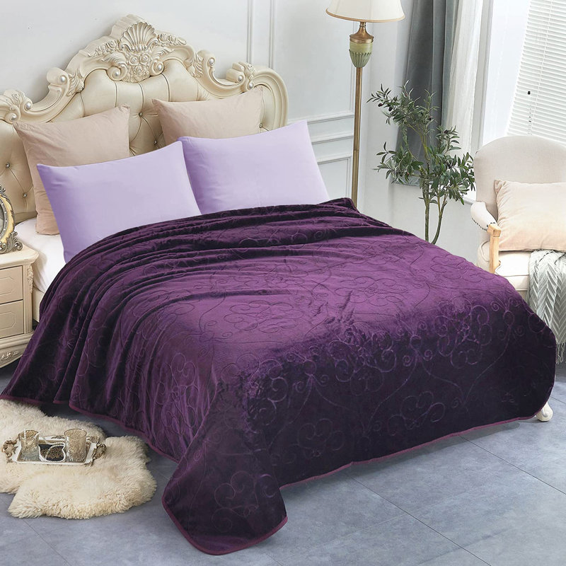 Couverture de lit unie légère et chaude, Violet