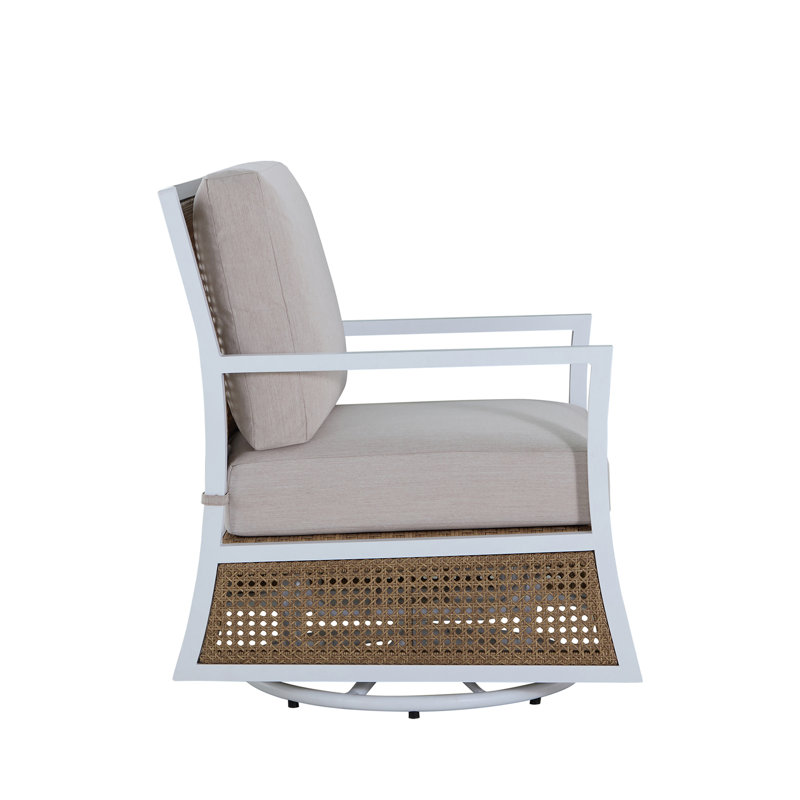 Bermuda Aluminum and Cane Glider Lounge, Welt + Standard Fill, Availa Natural White, Chalk/Natural Cane