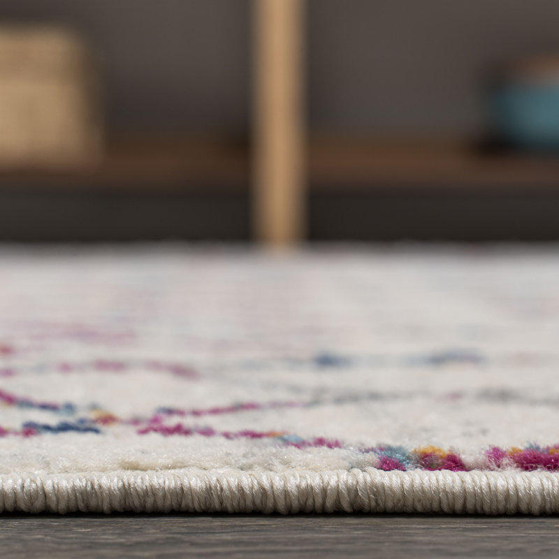 Tapis ivoire / multicolore Kateshia, Rond 5 pi