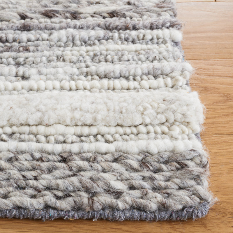 Laniyia Hand Woven Wool/Cotton Abstract Rug in Gray/Ivory, Rectangle 5' x 8'