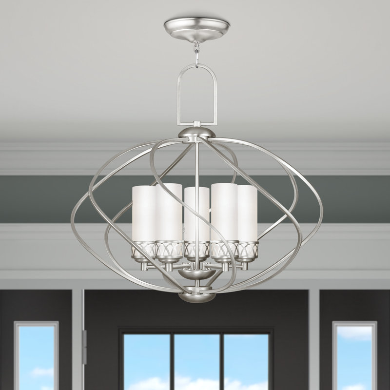 Wallasey 5 - Light Unique/Statement Pendant, Brushed Nickel