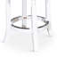 30" Bar Stool, White Finish, Black Leather Seat