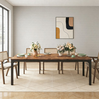 78.7" Rectangular Dining Table For 6-8 – Industrial Farmhouse Kitchen Table With Metal Frame