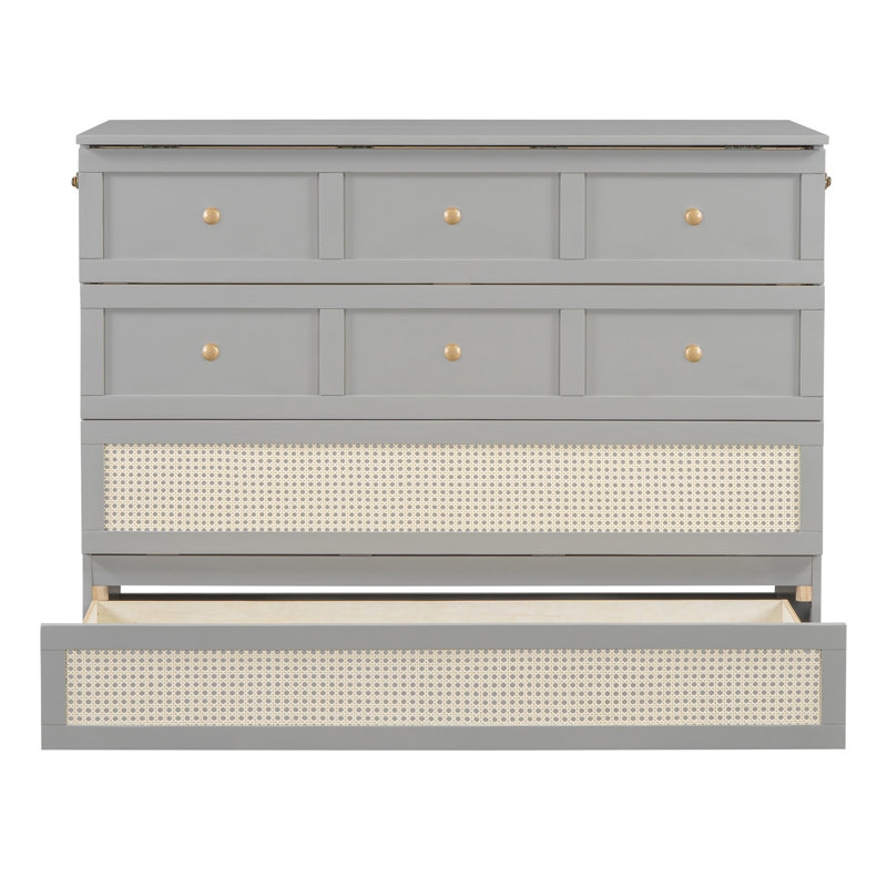 Lit escamotable avec grands tiroirs Murphy, Grey, Double
