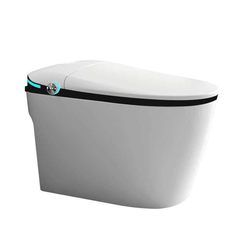 Bidet Seat Smart Toilet - Auto Open/Close Lid, Foot Sensor, Warm Air Drying, Women Washing Luxury Open/Close, Powerful Flushing, Deodorization, White Porcelain, Remote Control, Temperature