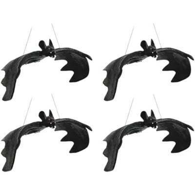 4 Pcs Halloween Hanging Ornaments Realistic Bat Decorations Rubber Horror Bat Decor For Outdoor Indoor Hanging Vampire Flying Bats For Home Halloween Party,Haunted House