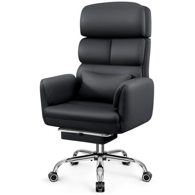 Edinson PU Leather Executive Chair with Adjustable Footrest Recliner by Latitude Run