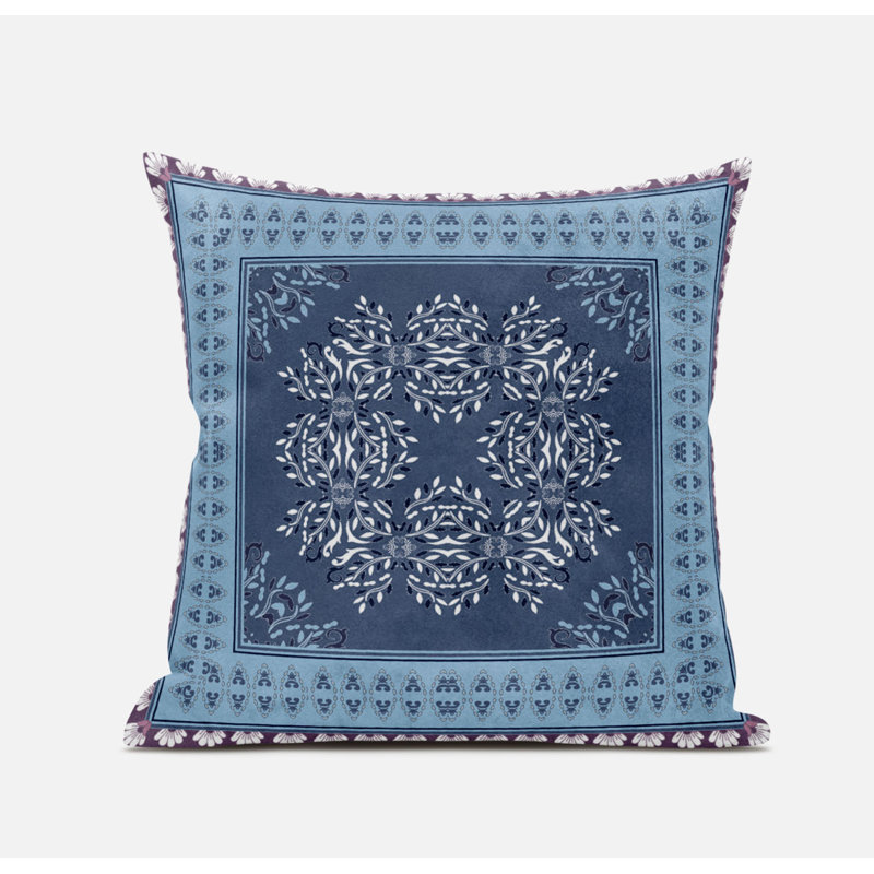 Geometric Reversible Throw Pillow, 18" x 18", Beige Indigo
