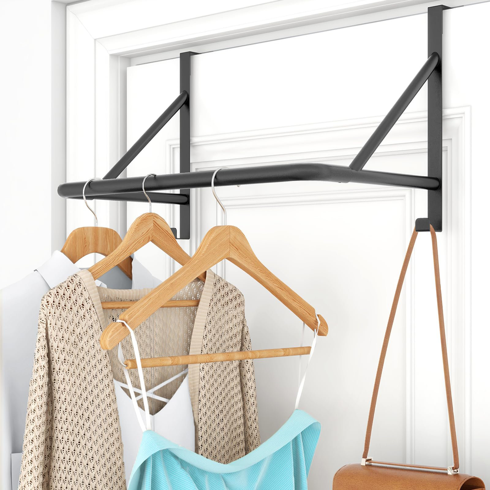 Rebrilliant Over The Door Clothes Hanger Rod, Metal Hanger For Clothes ...