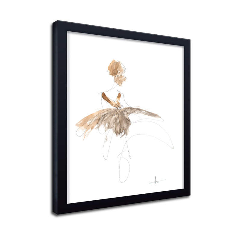 'Study Of Dress No.4' Framed Print Wall Art, 16" H x 12" W x 1.125" D, Framed Print, Black