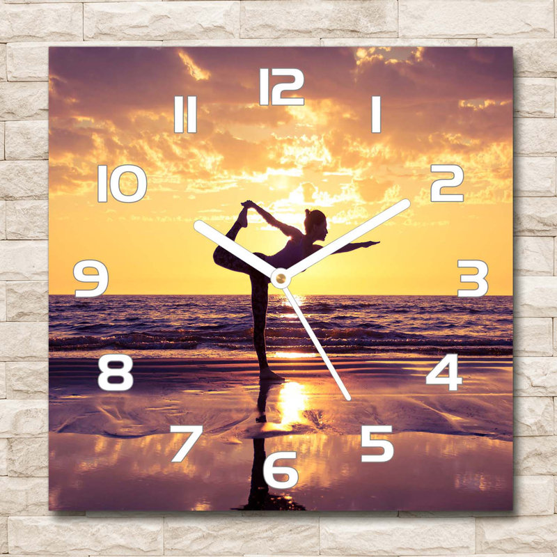 Hareena Glass Wall Clock, White/Orange/Grey