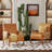 Upholstered Accent Chair With Rattan Arms And Solid Wood Legs-154595178
