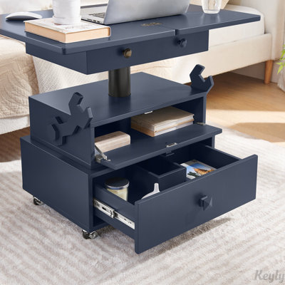 Table de bout roulante à hauteur réglable avec station de charge et plateau rabattable