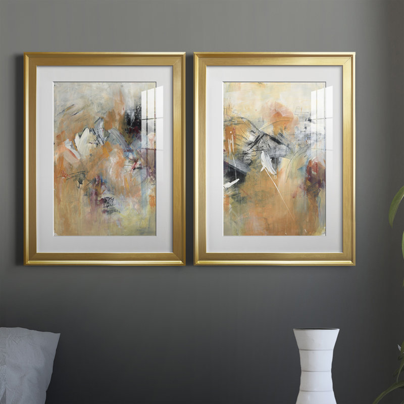 «Frozen Spring I», ensemble de 2 impressions encadrées sur papier, Cadre doré, H 30,5 po x l 22,5 po x P 1,25 po