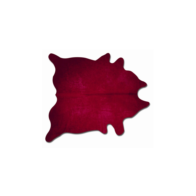 Tapis bordeaux en cuir de vache Mountview, Nouveauté 5 pi x 7 pi