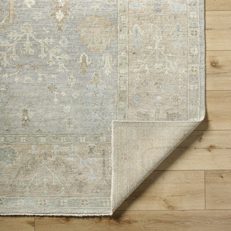 Normandy Hand Knotted Wool Abstract Area Rug in Gray, Rectangle 2' x 3'