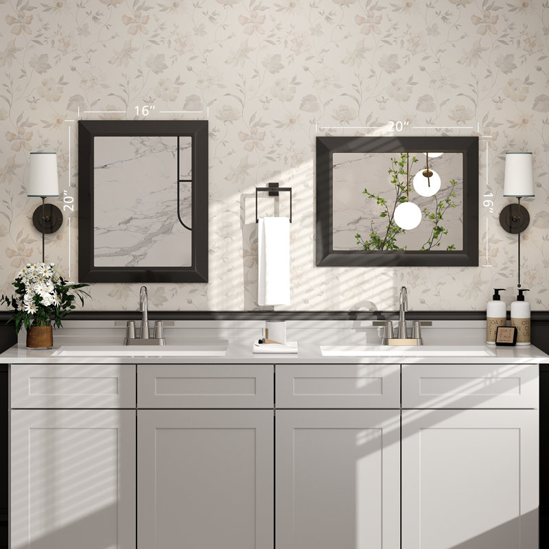Miroir de meuble-lavabo mural Molly, 20 po x 16 po, Noir