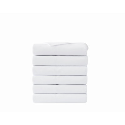 Truly Soft Hospitality Pack Plain Weave Microfiber 6 Piece White Flat Sheet Set