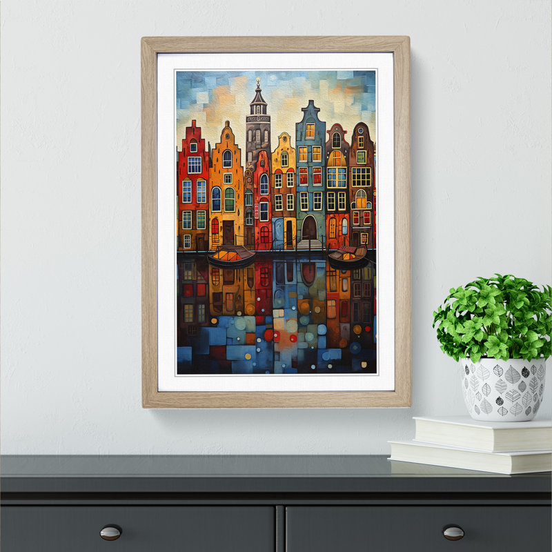 Amsterdam Modern - Single Picture Frame Print on Wood, Oak, 64cm H x 46cm W x 2cm D