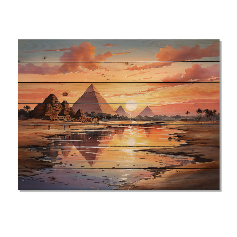 Pyramide égyptienne, «Wonders antique I» sur bois, H 24 po x l 32 po x P 0,78 po