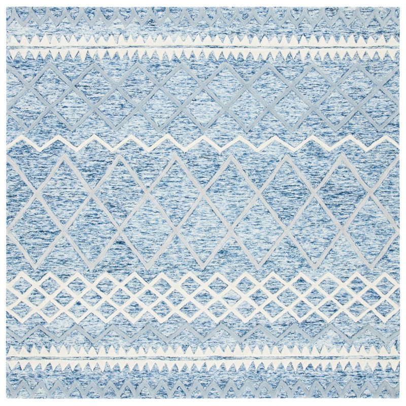 Emst Hand Tufted New Zealand Wool Southwestern Rug, Square 6'