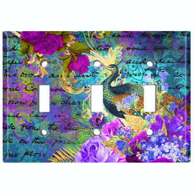 Patterned 3 - Gang Toggle Light Switch Standard Wall Plate