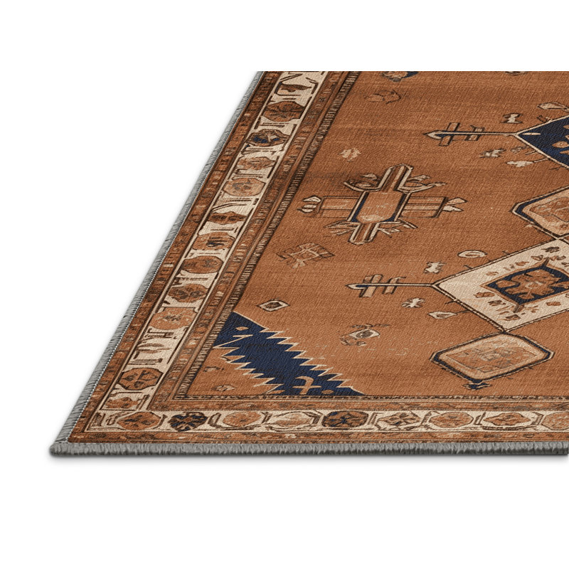 Machine Washable Persian Brown Area Rug, Runner 2' x 4'