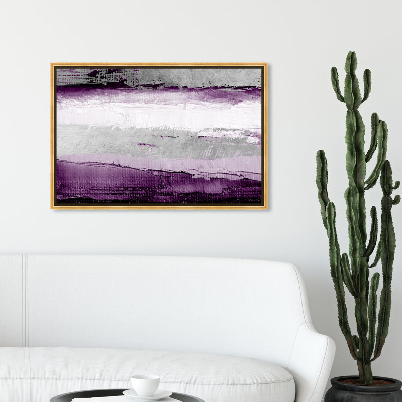 «Abstract Envision and Elevate Violet», impression, Cadre blanc, H 24 po x l 36 po, Blanc